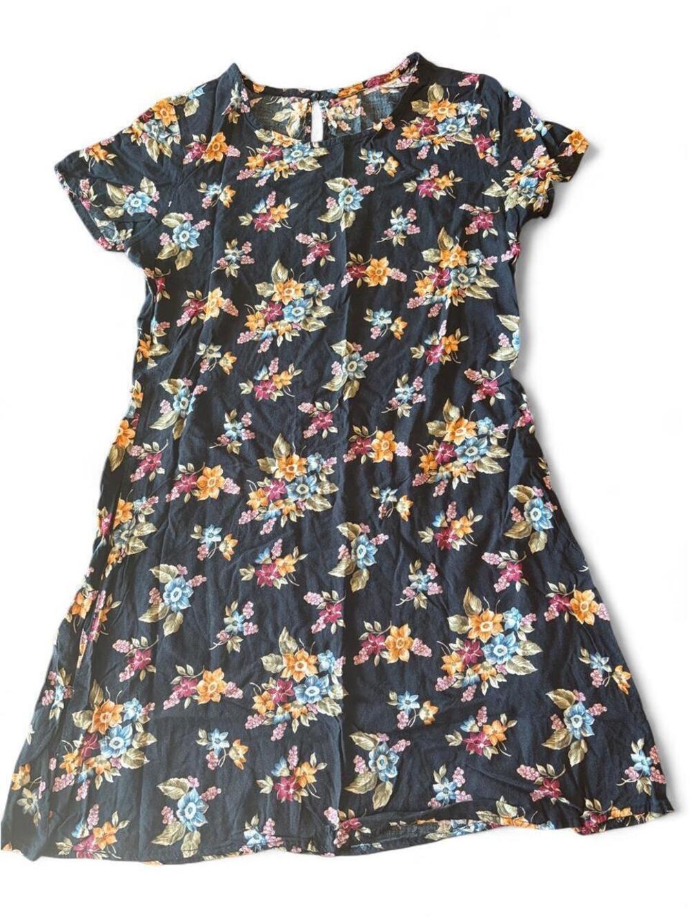Vintage 90s Adobe Rose Rayon Ditsy Floral Dress